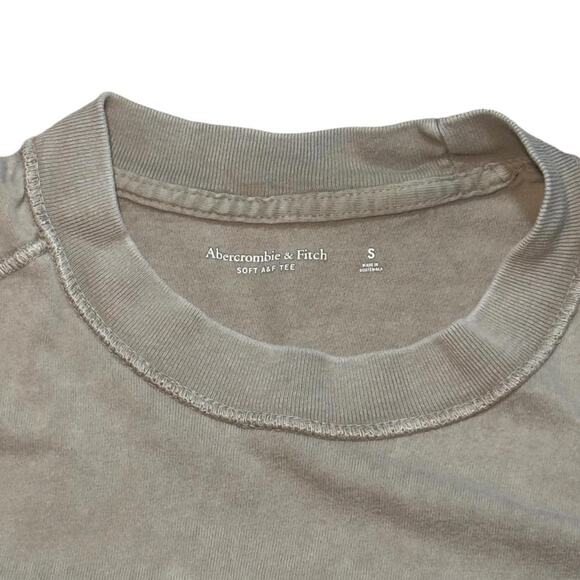 Abercrombie & Fitch Soft AF Tee – Faded Grey Pigment-Wash Minimal Basic - Picture 3 of 5
